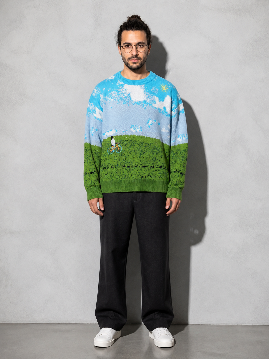 Code Culture catalog | brand-landscape-jacquard-sweater | blue | full body