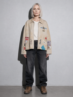 Code Culture catalog | embroidered-lapel-workwear-jacket-for-men | color-khaki | full body