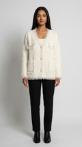 Code Culture catalog | womens-fringed-knitted-cardigan-coat | white | full body