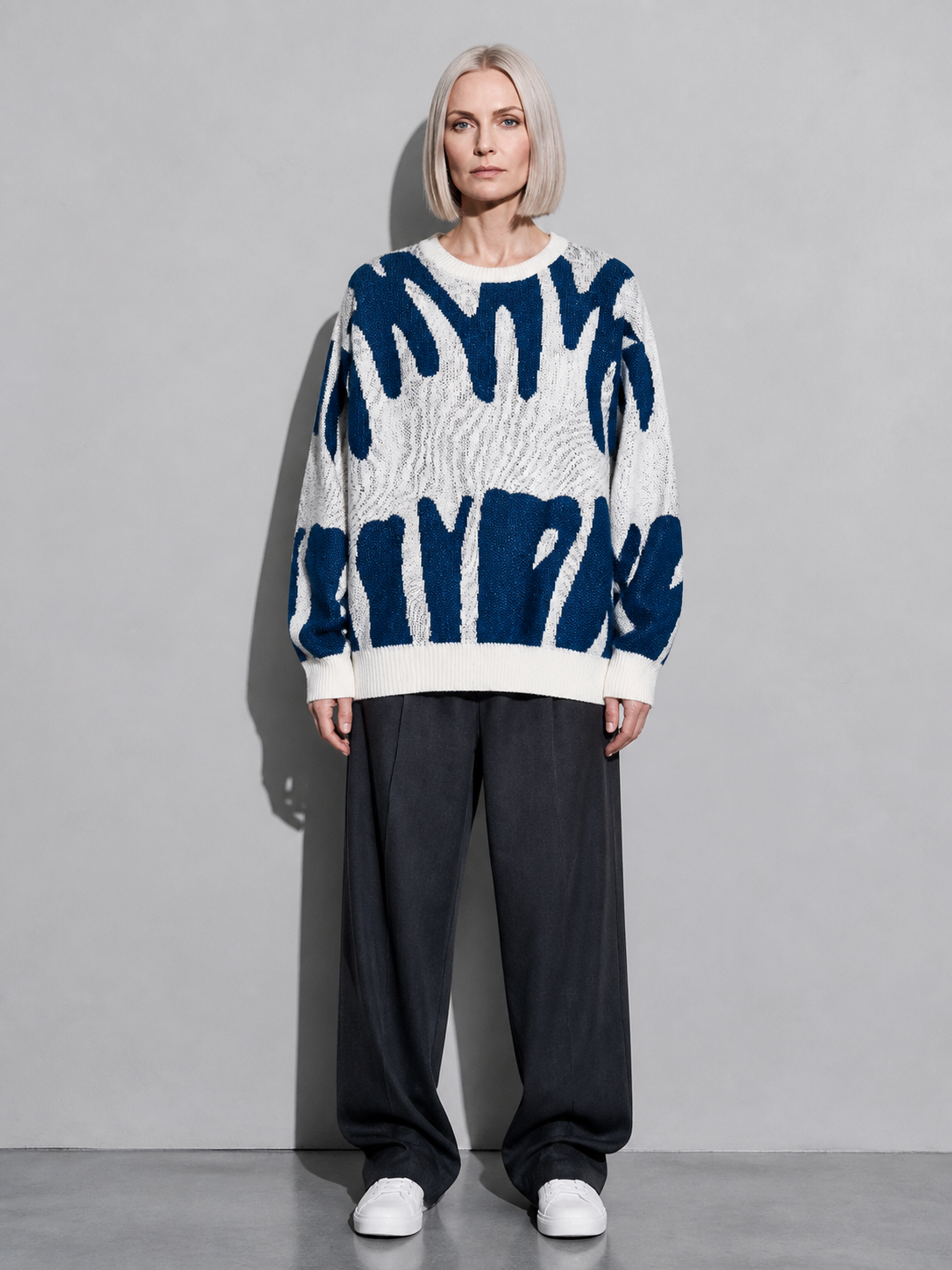 Code Culture catalog | mens-round-neck-sweater-sweater | white-blue | full body