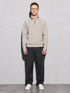 Code Culture catalog | european-and-american-half-zipper-sweater-stand-up-collar-all-match-fleece-mens-sweater-top | apricot | full body