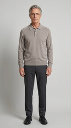 Code Culture catalog | mens-long-sleeved-sweater-lapel-comfortable-sweater | khaki-green | full body
