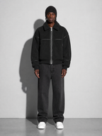 Code Culture catalog | mens-simple-lapel-fleece-jacket | black | full body