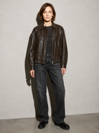 Code Culture catalog | brown-brown-autumn-trendy-leather-jacket | color-brown | full body