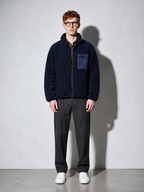 Code Culture catalog | mens-cardigan-fleece-outdoor-polar-fleece-jacket | navy-blue | full body