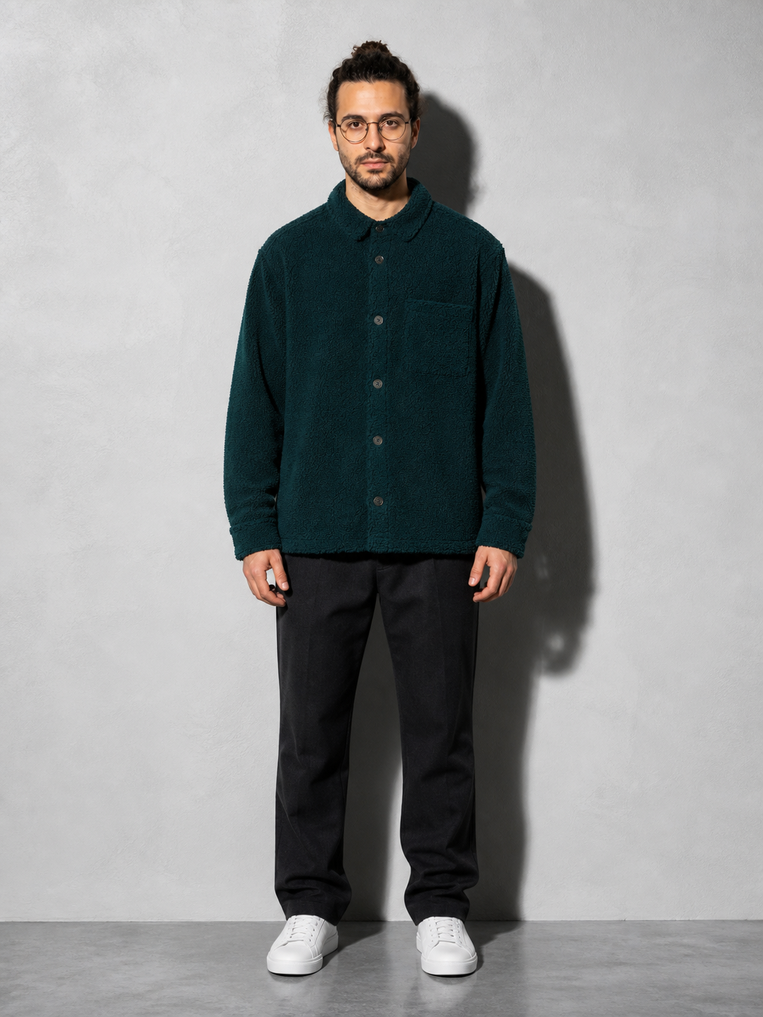 Code Culture catalog | mens-shirt-fleece-jacket | green-and-blue | full body