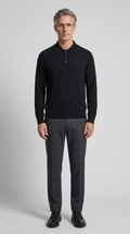 Code Culture catalog | mens-long-sleeved-sweater-lapel-comfortable-sweater | black | full body