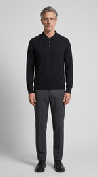 Code Culture catalog | mens-long-sleeved-sweater-lapel-comfortable-sweater | black | full body