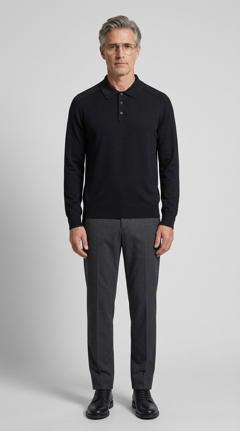 Code Culture catalog | mens-long-sleeved-sweater-lapel-comfortable-sweater | black | full body