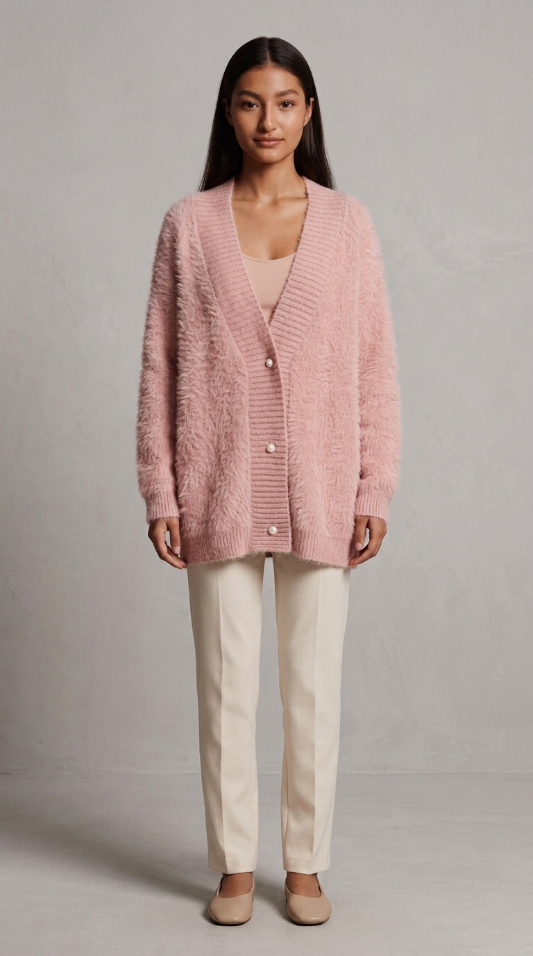 Code Culture catalog | gentle-wind-sweater-cardigan | pink | full body