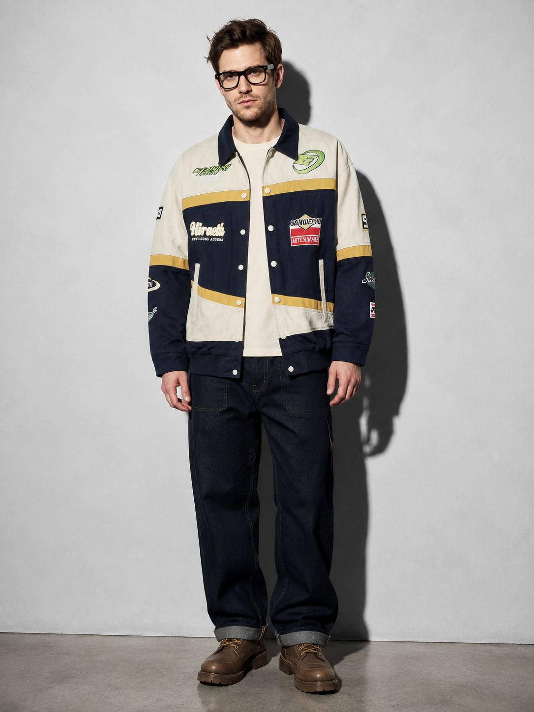 Code Culture catalog | mens-autumn-loose-fitting-street-style-casual-couplewear | color-khaki | full body