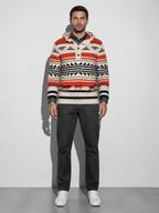 Code Culture catalog | hooded-sweater-mens-slim-jacquard-sweater-coat | red | full body