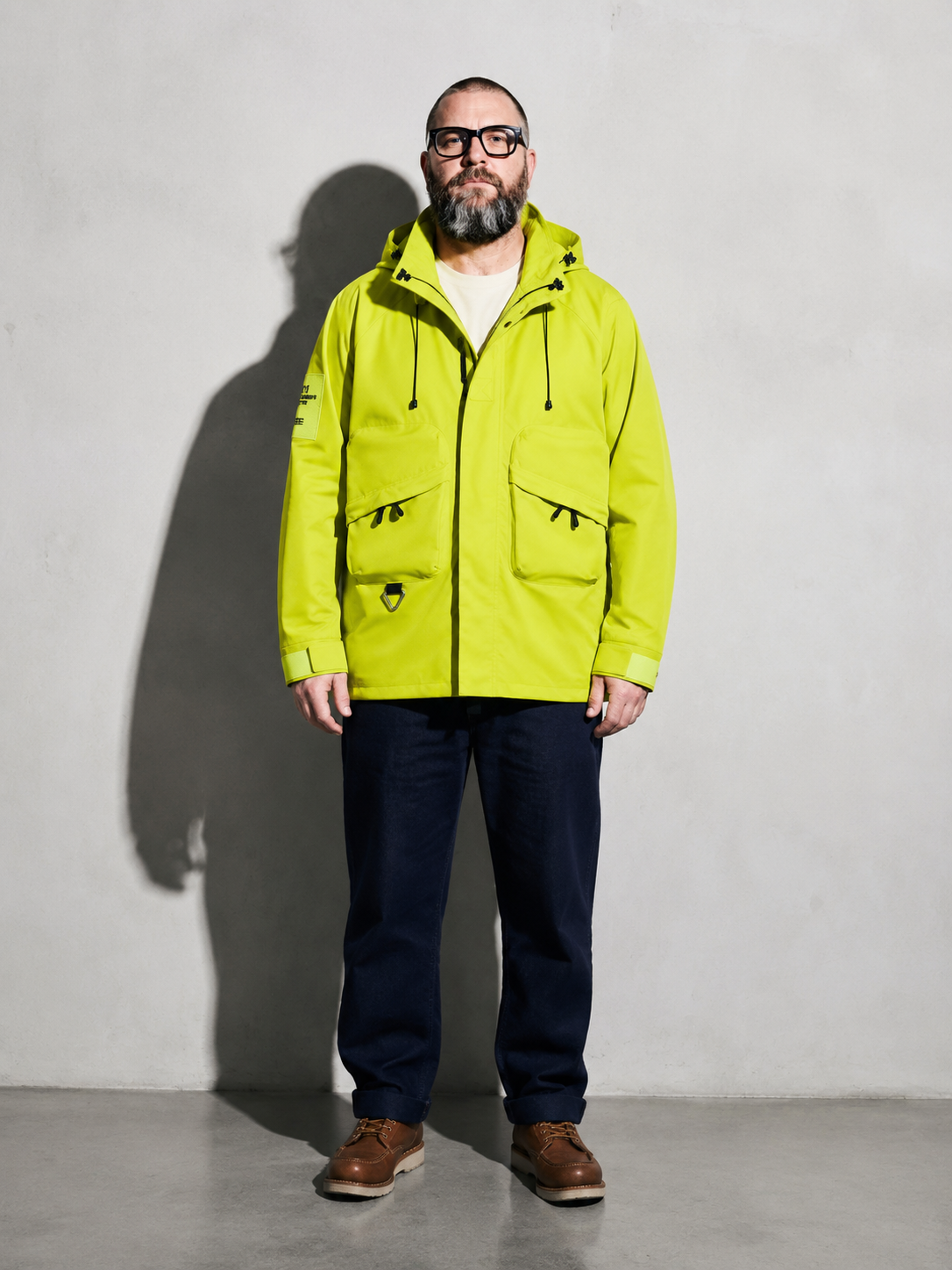 Code Culture catalog | mens-outdoor-workwear-versatile-casual-windbreaker-jacket | color-fluorescent-green | full body