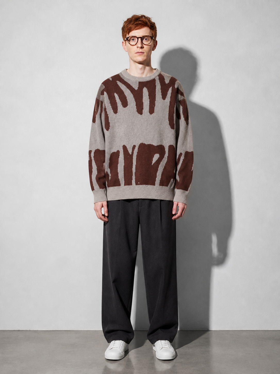 Code Culture catalog | mens-round-neck-sweater-sweater | brown | full body