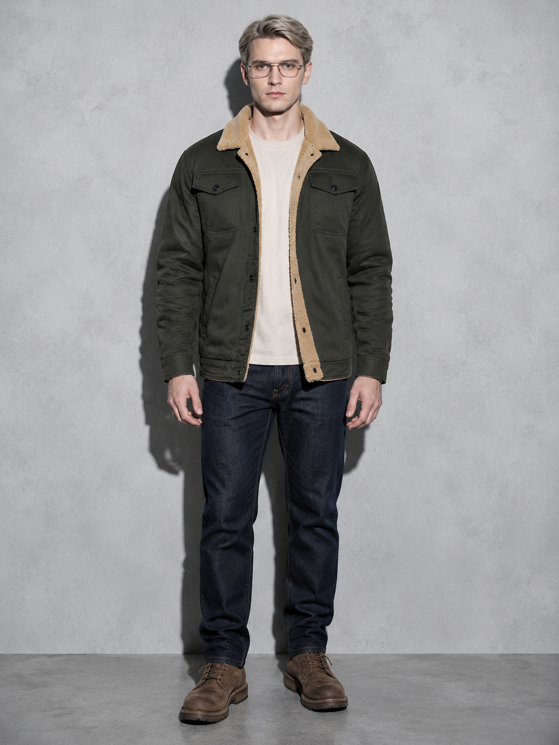 Code Culture catalog | workwear-casual-jacket-mens-coat | color-army-green | full body