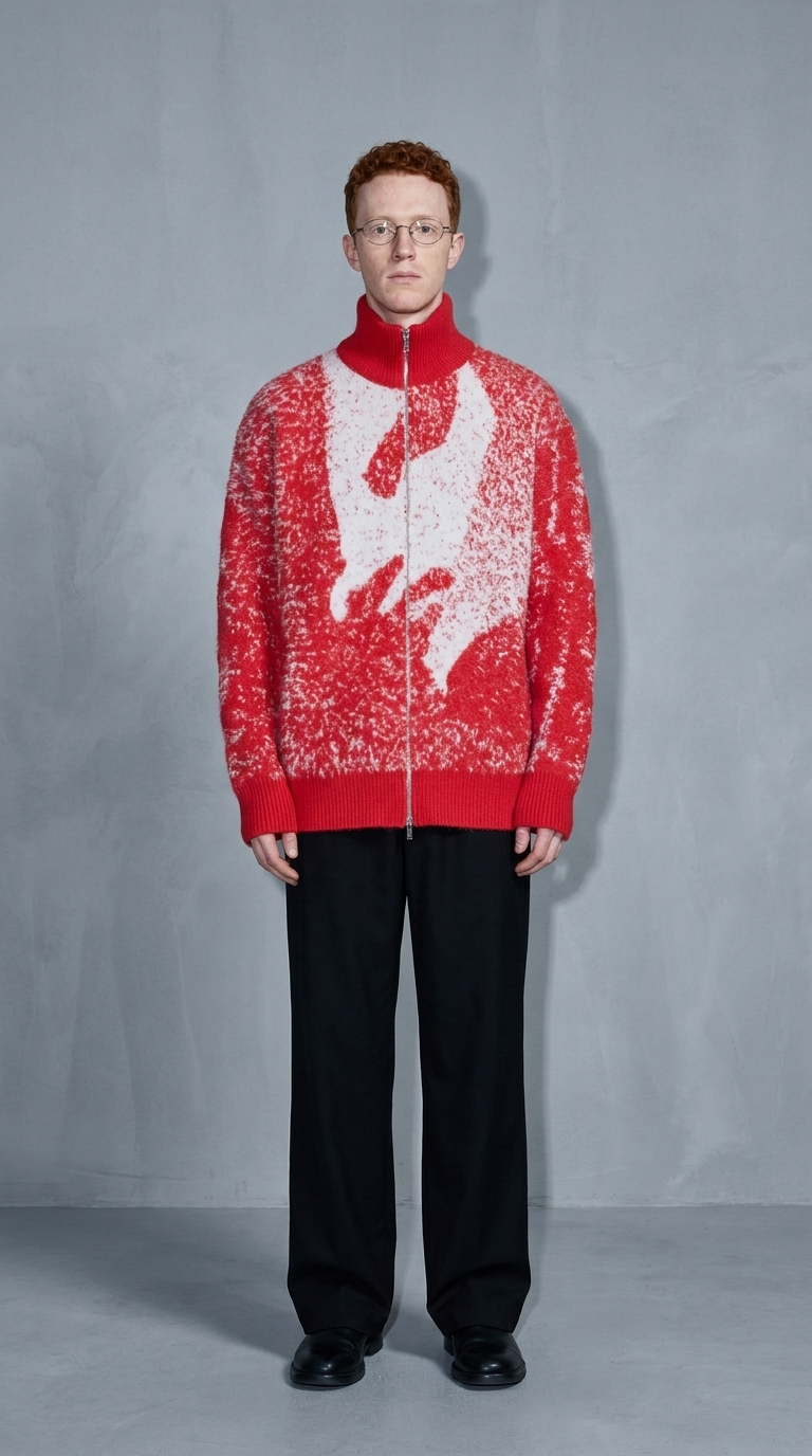 Code Culture catalog | sweater-sweater-loose-and-idle-plush-coat | red | full body