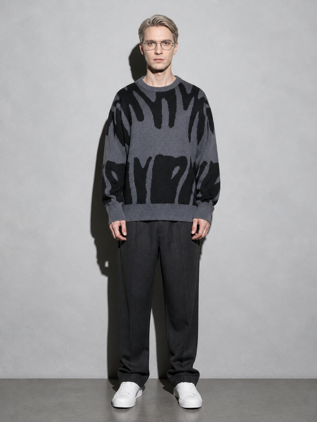 Code Culture catalog | mens-round-neck-sweater-sweater | dark-gray | full body