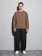 Code Culture catalog | autumn-and-winter-new-mens-twist-sweater-casual-round-neck-pullover-top | b046-khaki | full body