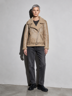 Code Culture catalog | womens-double-sided-suede-motorcycle-jacket | color-camel | full body