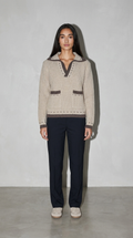 Code Culture catalog | v-neck-sweater-sweater-new-contrast-color | brown | full body