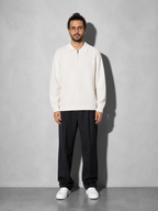 Code Culture catalog | mens-zip-up-polo-knit-sweater | white | full body