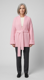 Code Culture catalog | cashmere-belt-knitted-cardigan-jacket | pink | full body