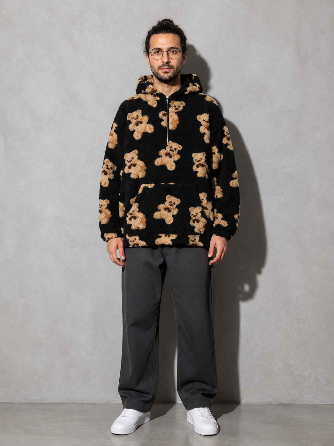 Code Culture catalog | retro-bear-printed-ancient-sweater | black | full body