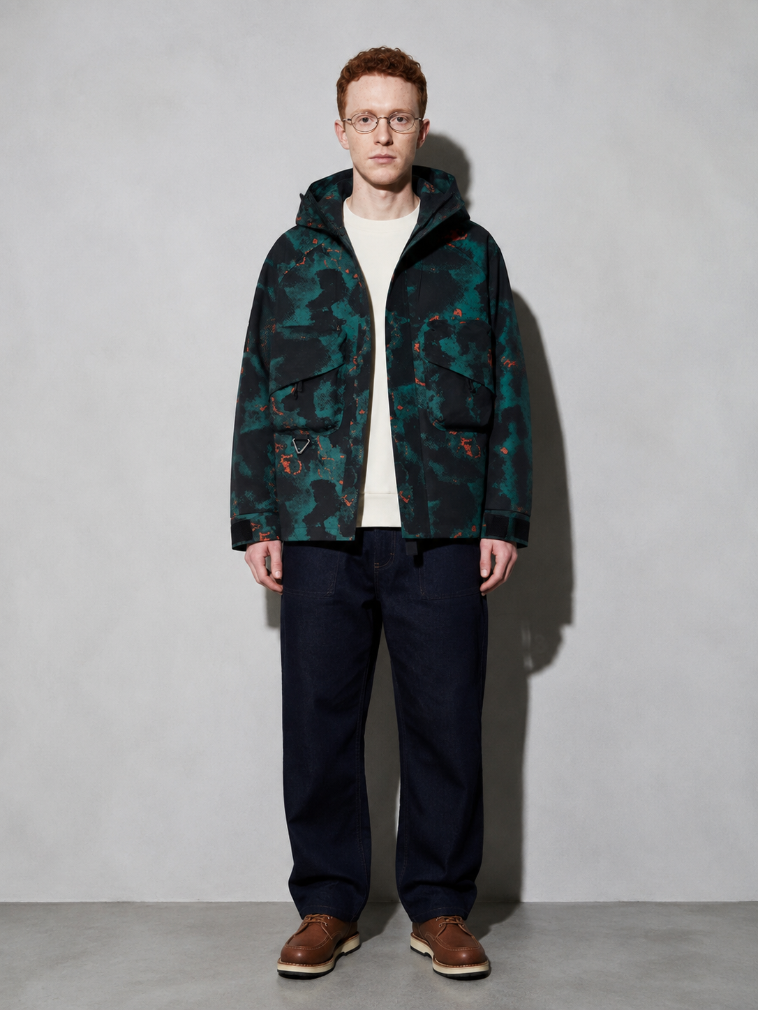 Code Culture catalog | mens-outdoor-workwear-versatile-casual-windbreaker-jacket | color-black-camouflage | full body