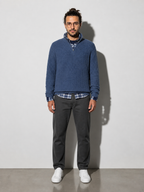 Code Culture catalog | mens-business-casual-loose-zip-stand-collar-sweater | blue | full body