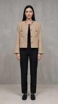 Code Culture catalog | womens-tweed-cardigan-coat | khaki | full body