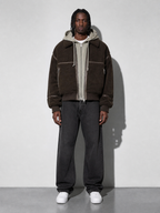 Code Culture catalog | mens-simple-lapel-fleece-jacket | dark-brown | full body