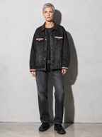 Code Culture catalog | punk-loose-wash-distressed-denim-jacket | color-black | full body