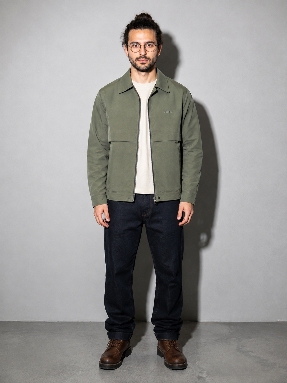 Code Culture catalog | cool-minimalism-lapel-mens-workwear-jacket | color-green | full body