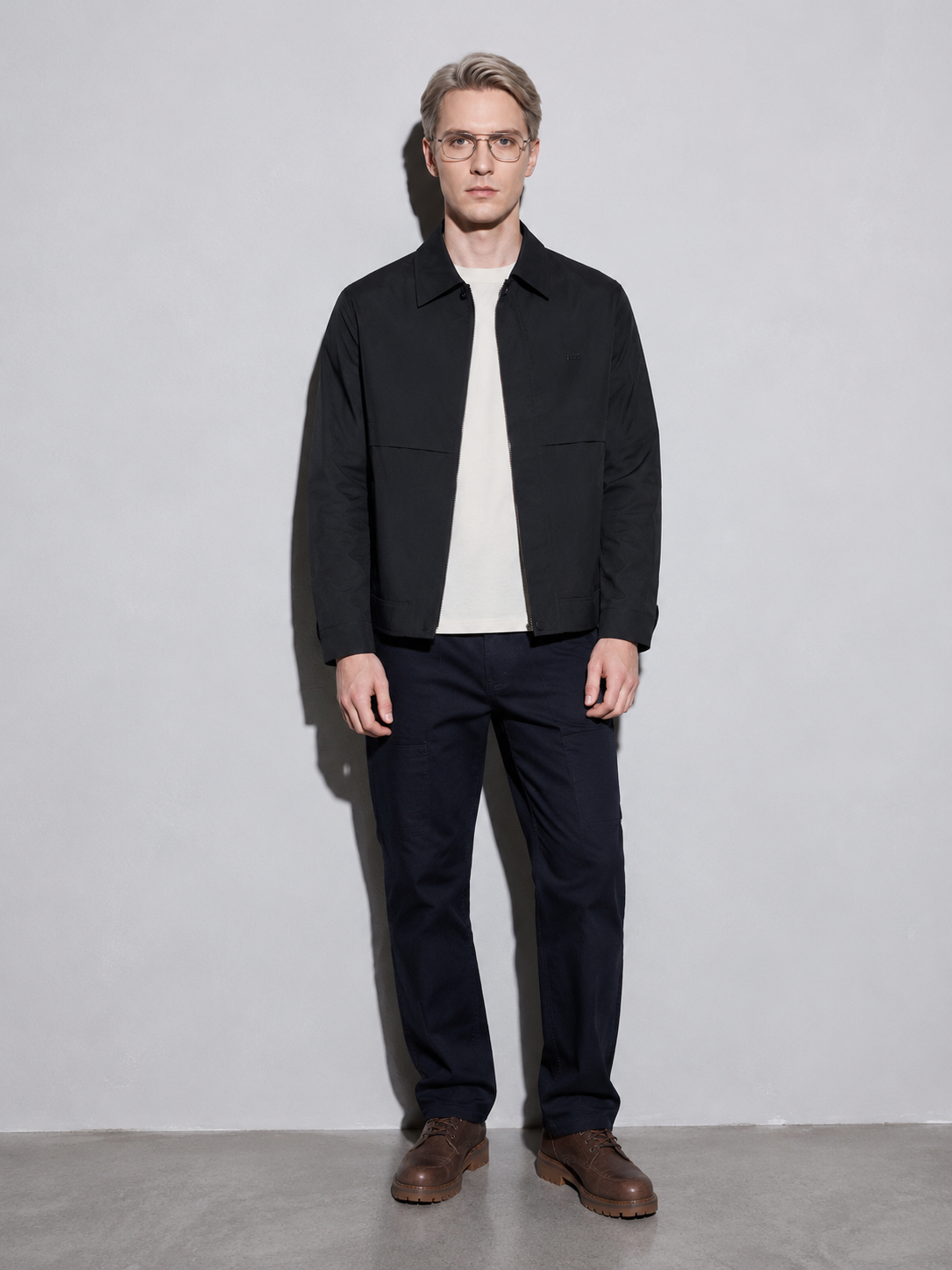 Code Culture catalog | cool-minimalism-lapel-mens-workwear-jacket | color-black | full body