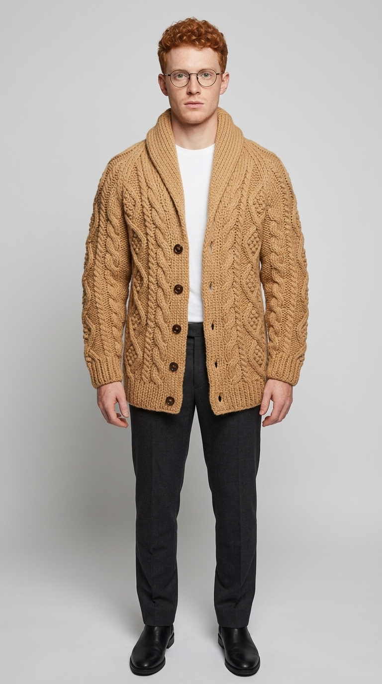 Code Culture catalog | button-rope-cardigan | khaki | full body