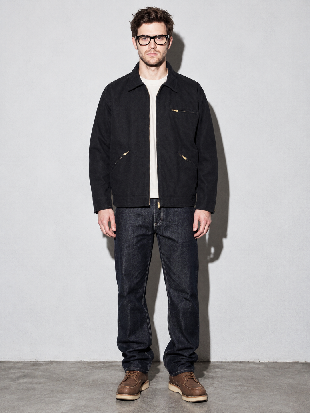 Code Culture catalog | american-workwear-retro-lapel-jacket | color-black | full body