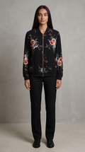 Code Culture catalog | zip-printed-cardigan | black | full body