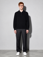 Code Culture catalog | mens-zip-up-polo-knit-sweater | black | full body