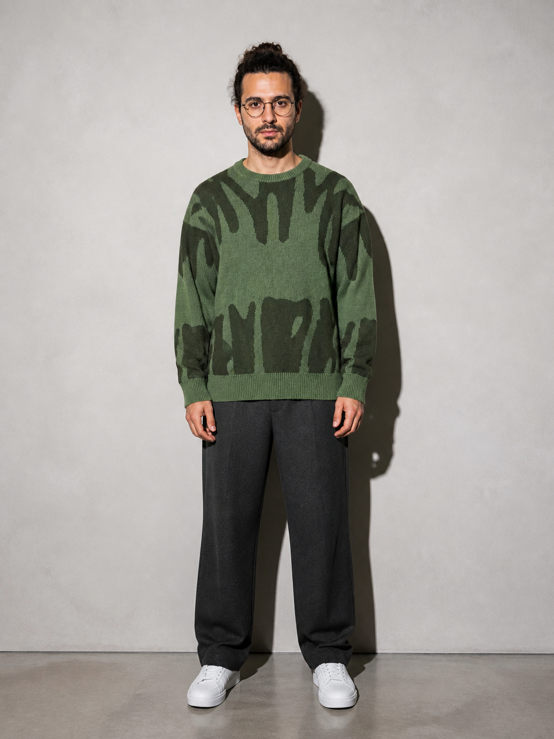 Code Culture catalog | mens-round-neck-sweater-sweater | green | full body