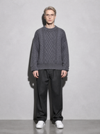 Code Culture catalog | autumn-and-winter-new-mens-twist-sweater-casual-round-neck-pullover-top | b046-gray | full body