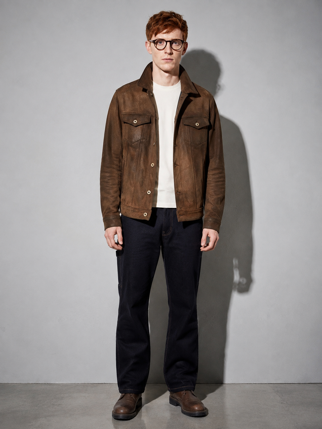 Code Culture catalog | new-suede-jacket-lapel-mens-workwear-coat | color-coffee | full body
