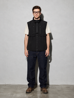 Code Culture catalog | stand-collar-workwear-vest-baggy-coat | color-black | full body