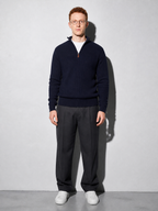 Code Culture catalog | mens-half-zip-stand-up-collar-sweater | navy-blue | full body