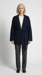 Code Culture catalog | cashmere-belt-knitted-cardigan-jacket | navy-blue | full body