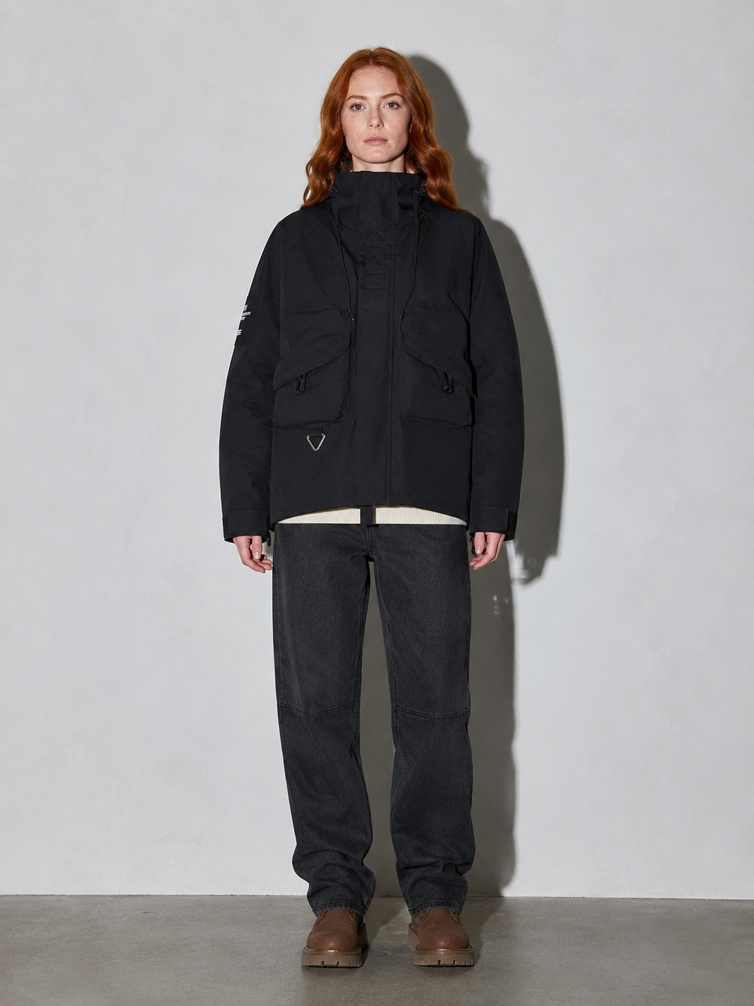 Code Culture catalog | mens-outdoor-workwear-versatile-casual-windbreaker-jacket | color-black | full body