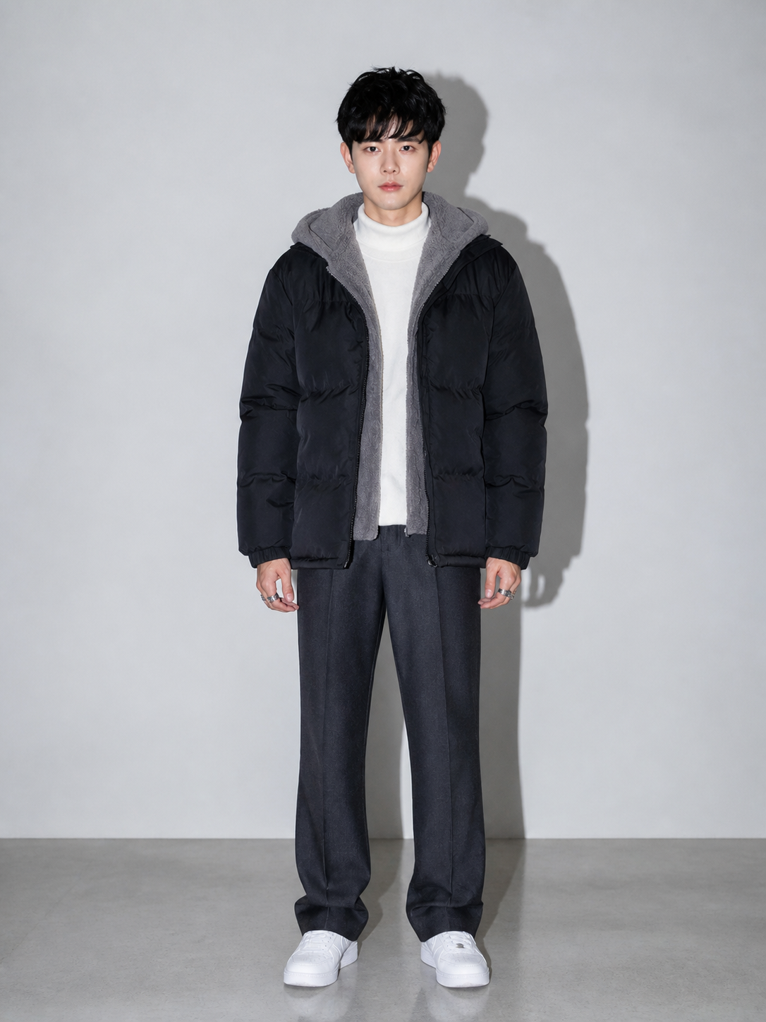 Code Culture catalog | polar-fleece-short-warm-fleece-cotton-jacket-winter | black | full body