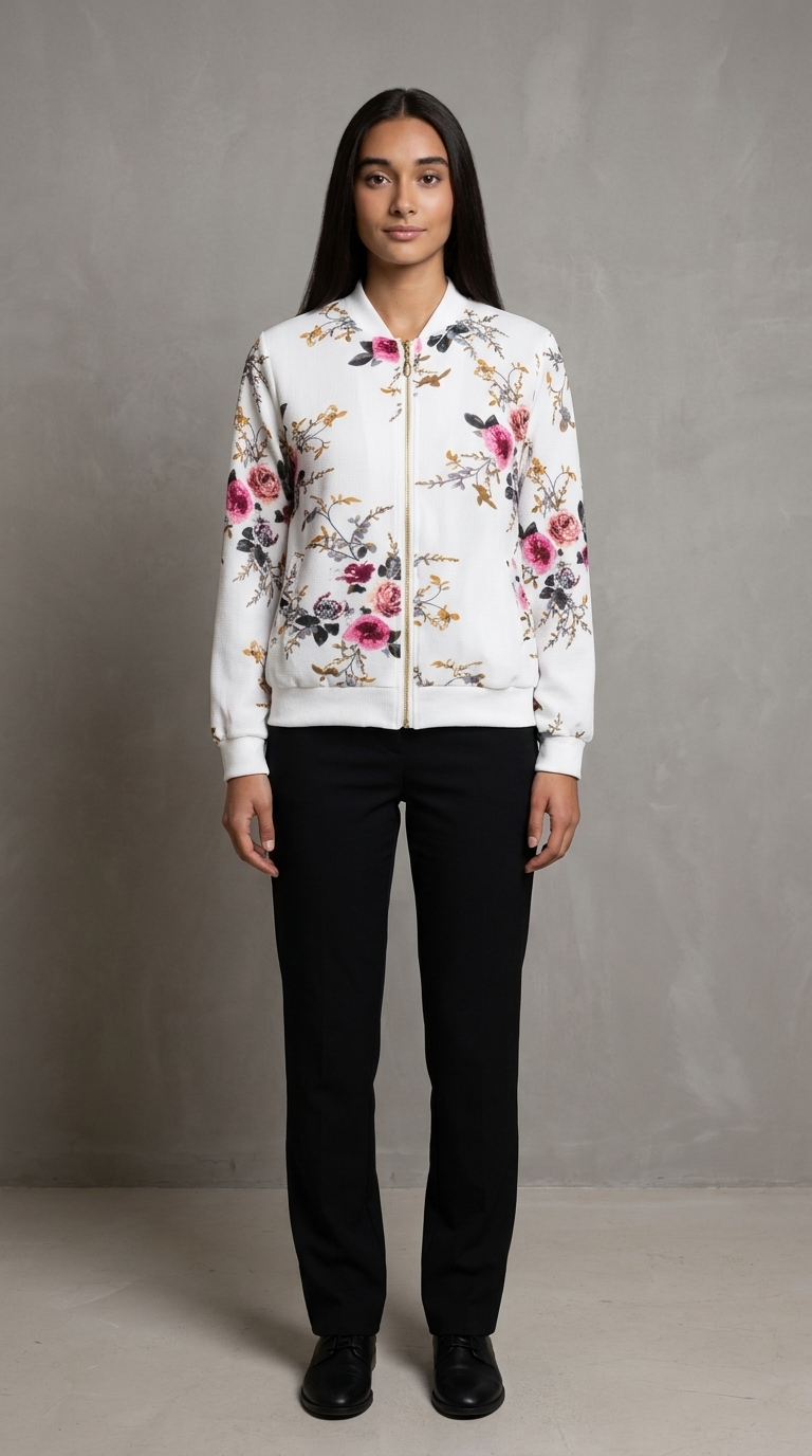 Code Culture catalog | zip-printed-cardigan | white | full body