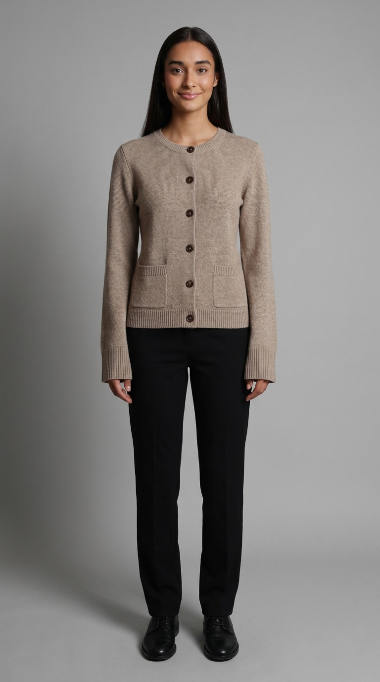 Code Culture catalog | cardigan-lazy-yong-style-button-sweater-cardigan | khaki | full body