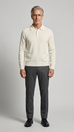 Code Culture catalog | mens-long-sleeved-sweater-lapel-comfortable-sweater | beige | full body