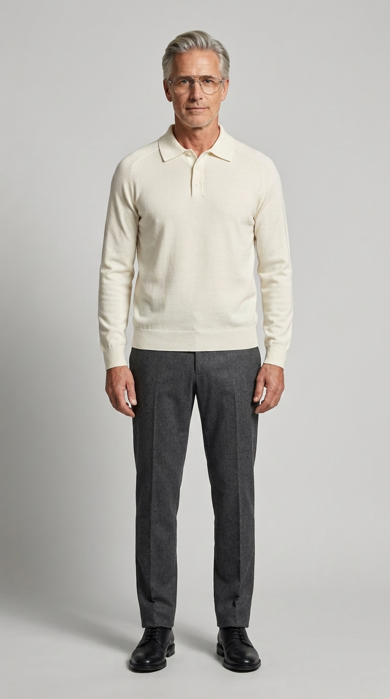 Code Culture catalog | mens-long-sleeved-sweater-lapel-comfortable-sweater | beige | full body